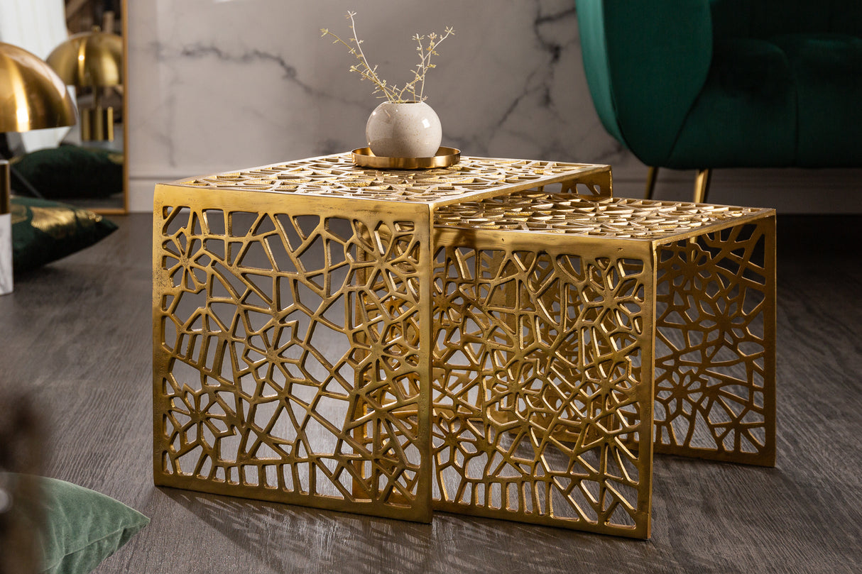 Coffee table ABSTRACT set of 2 gold