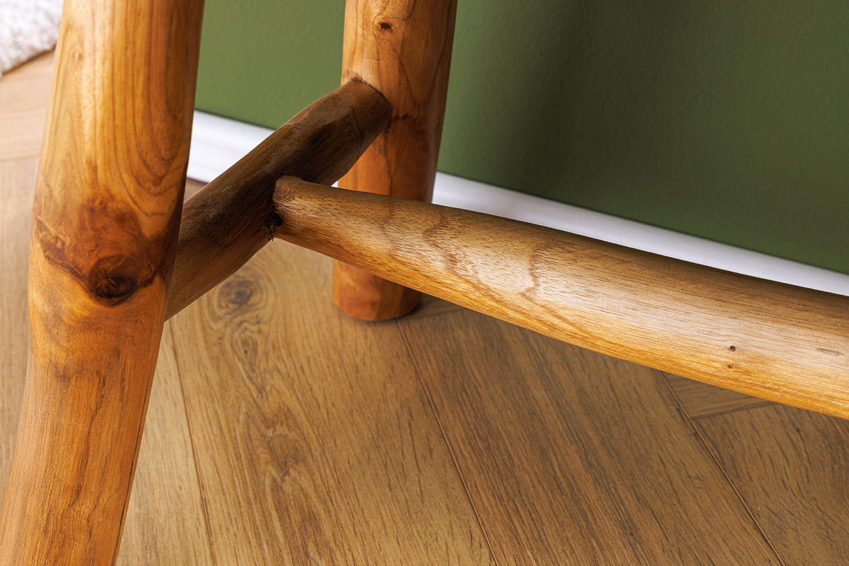 Bench ROOT 100cm teak wood natural brown w/ wooden strut