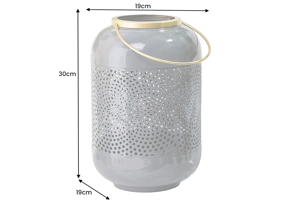 Lantern CANDLELIGHT 30cm grey golden