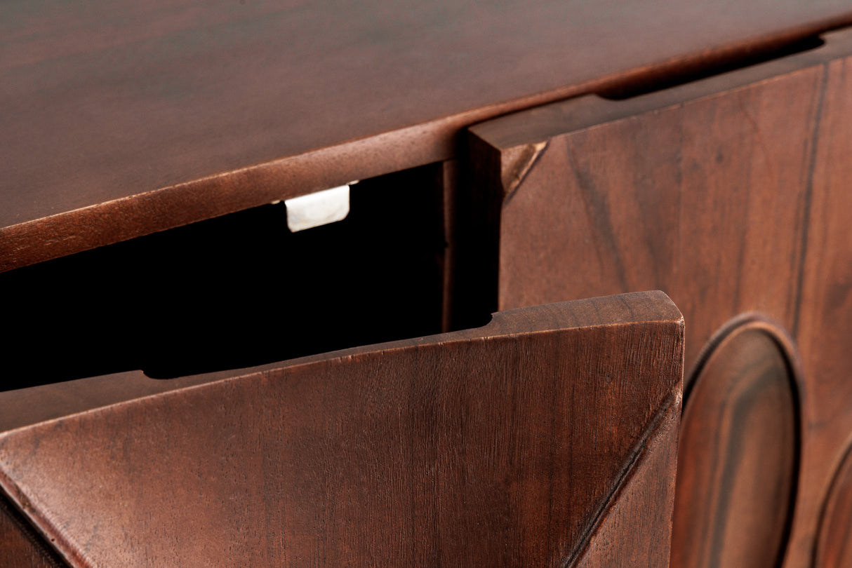 Highboard DUNE 120cm 3D acacia wood dark walnut brown
