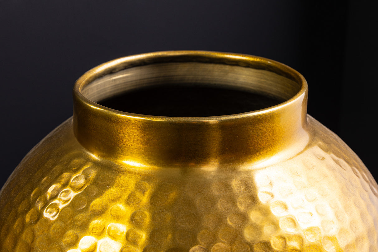 Vase ORIENT M 50cm gold mit Patina im Hammerschlag-Design