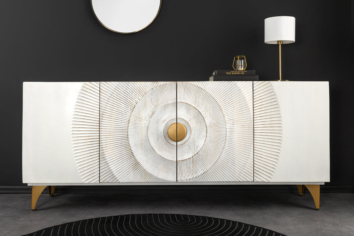 Sideboard GOLDEN SUNSET 180cm 3D mango wood white handmade