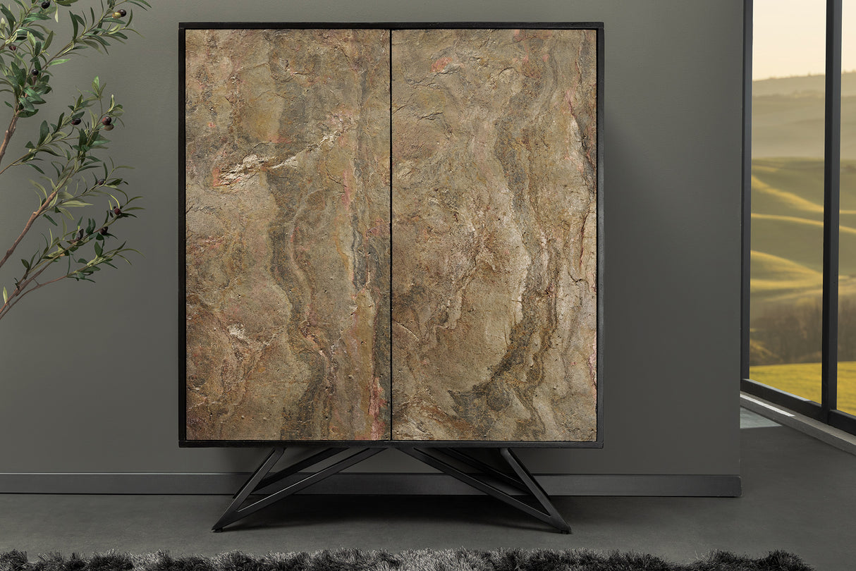 Highboard MOUNTAIN SOUL 120cm acacia natural stone look black natural