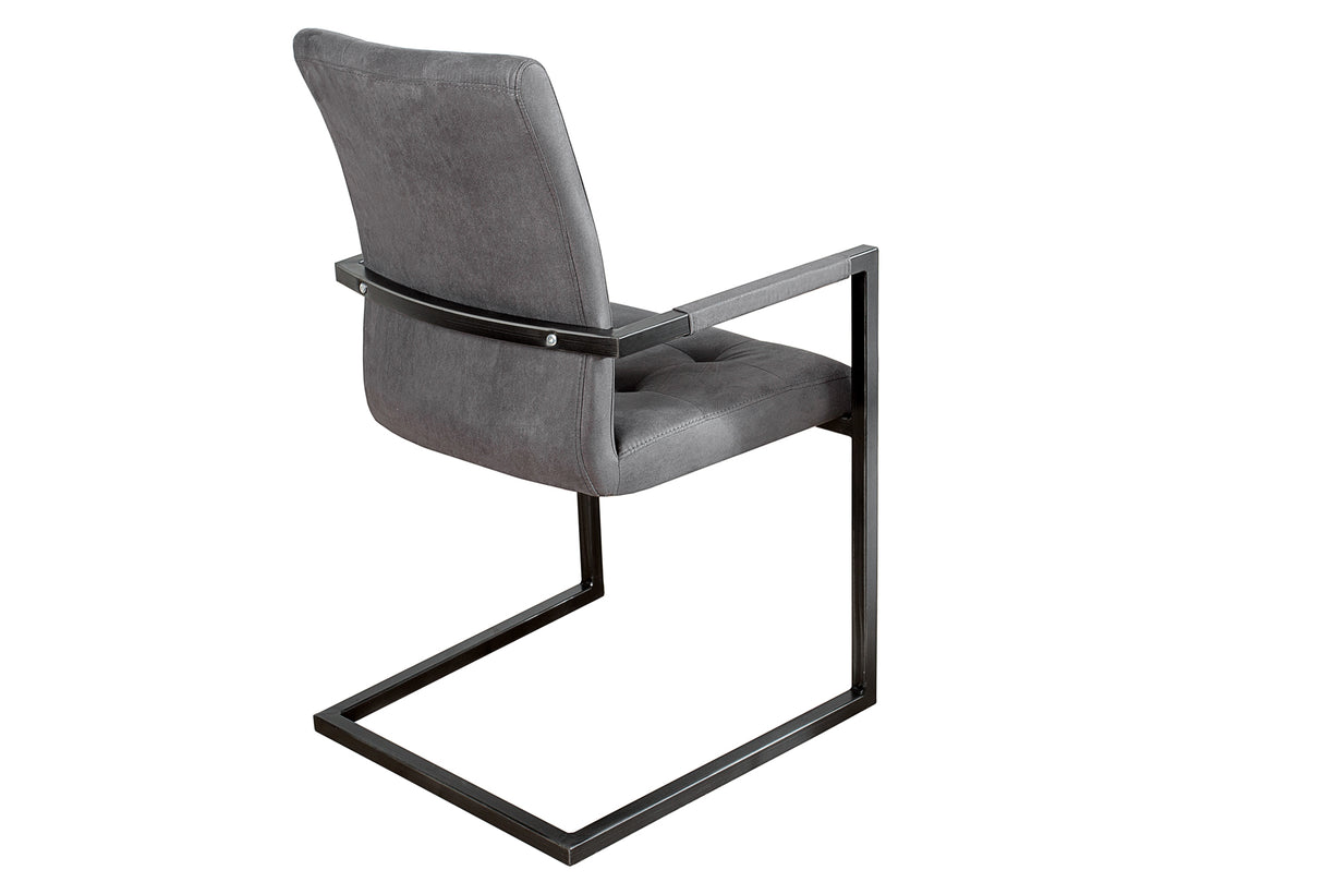 Cantilever chair OXFORD with armrests microfibre grey