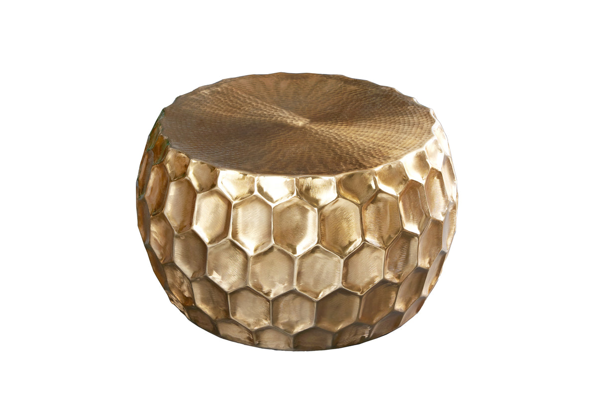 Couchtisch ORGANIC ORIENT 70cm mit Hammerschlageffekt und Kammmuster gold