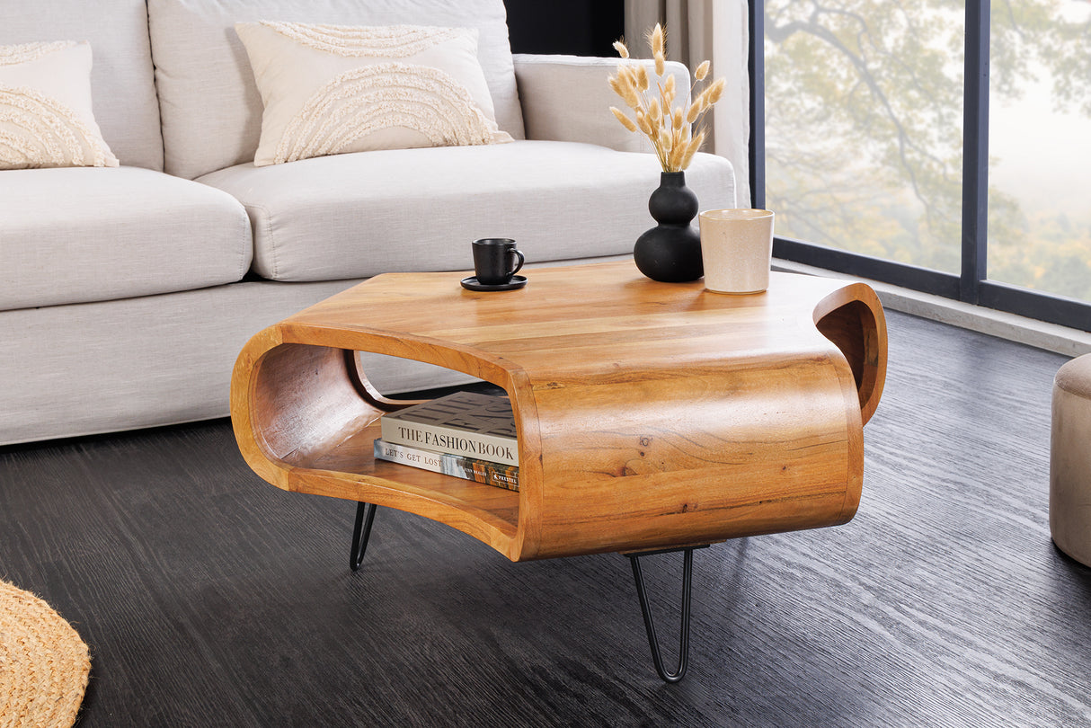 Coffee table ORGANIC LIVING 90cm acacia wood brown honey finish