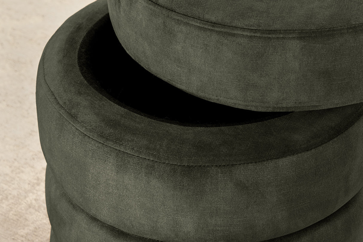 Stool VOQUE 50cm velvet green w/ storage space