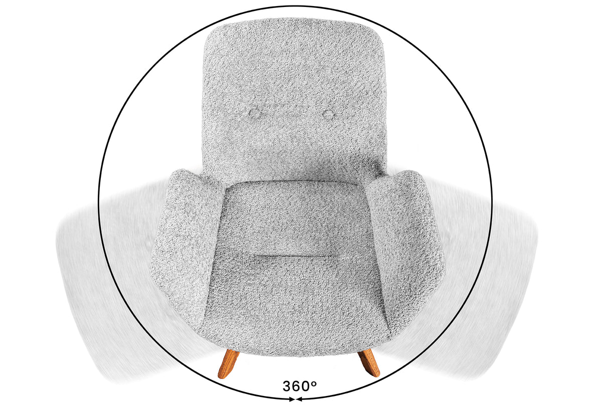 Swivel chair BALTIC rotatable 360° w/ armrests bouclé grey natural