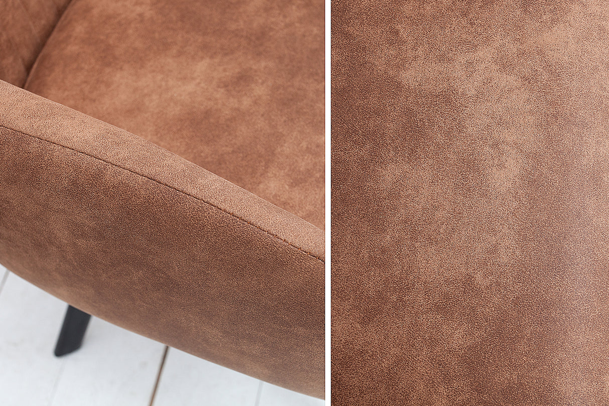 Chair LUCCA with armrests microfibre vintage brown