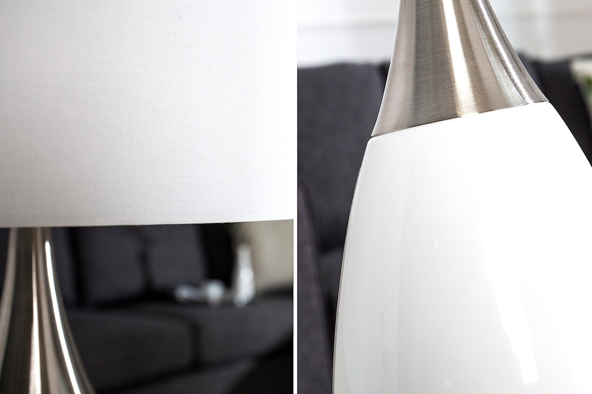 Tischleuchte CARLA 60cm Leinenschirm weiß