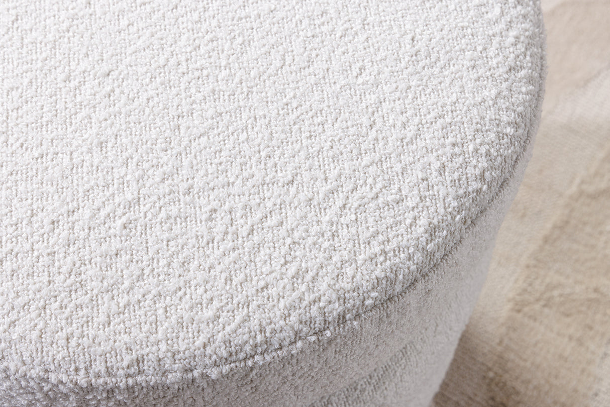 Bench chest VOQUE 115cm bouclé creamy white upholstered w/ storage space bench seat