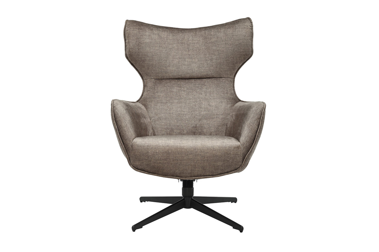Sessel VOGUE 360° drehbar Samt Taupe mit schwarzem Metallgestell