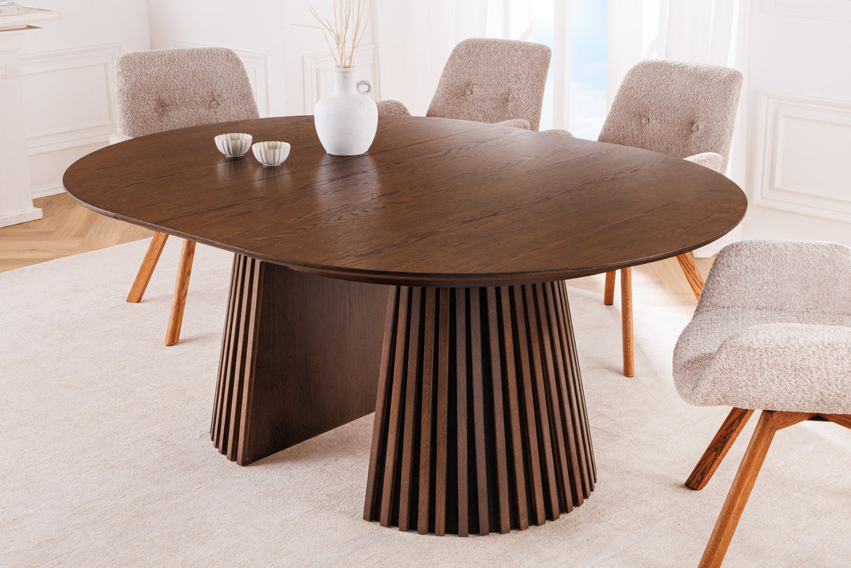 Dining table VALHALLA WOOD round 120-160-200cm extandable oak dark
