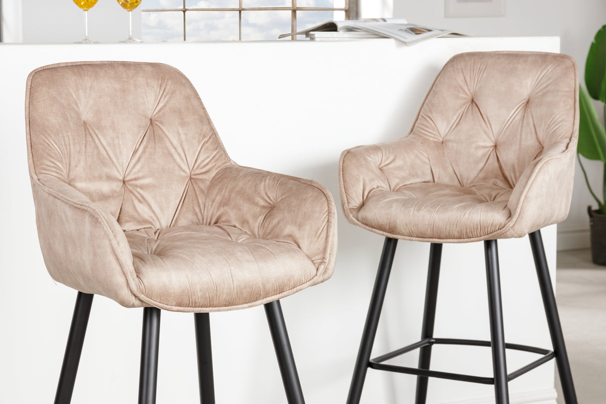 Bar stool MILANO 75cm velvet champagne