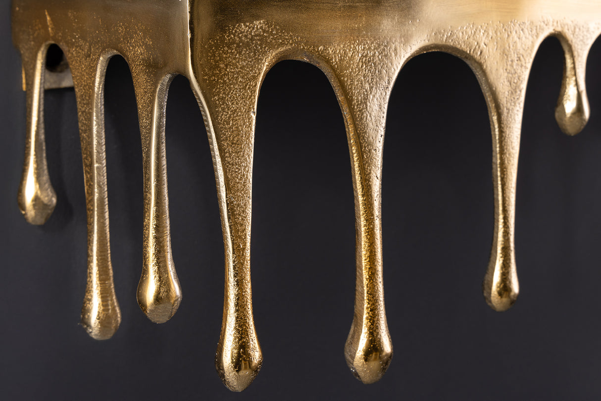 Wall decoration coat rack LIQUID LINE 60cm teardrop design antique gold