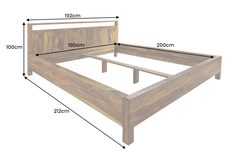 Bed MAKASSAR 180x200cm tree trunk sheesham wood brown
