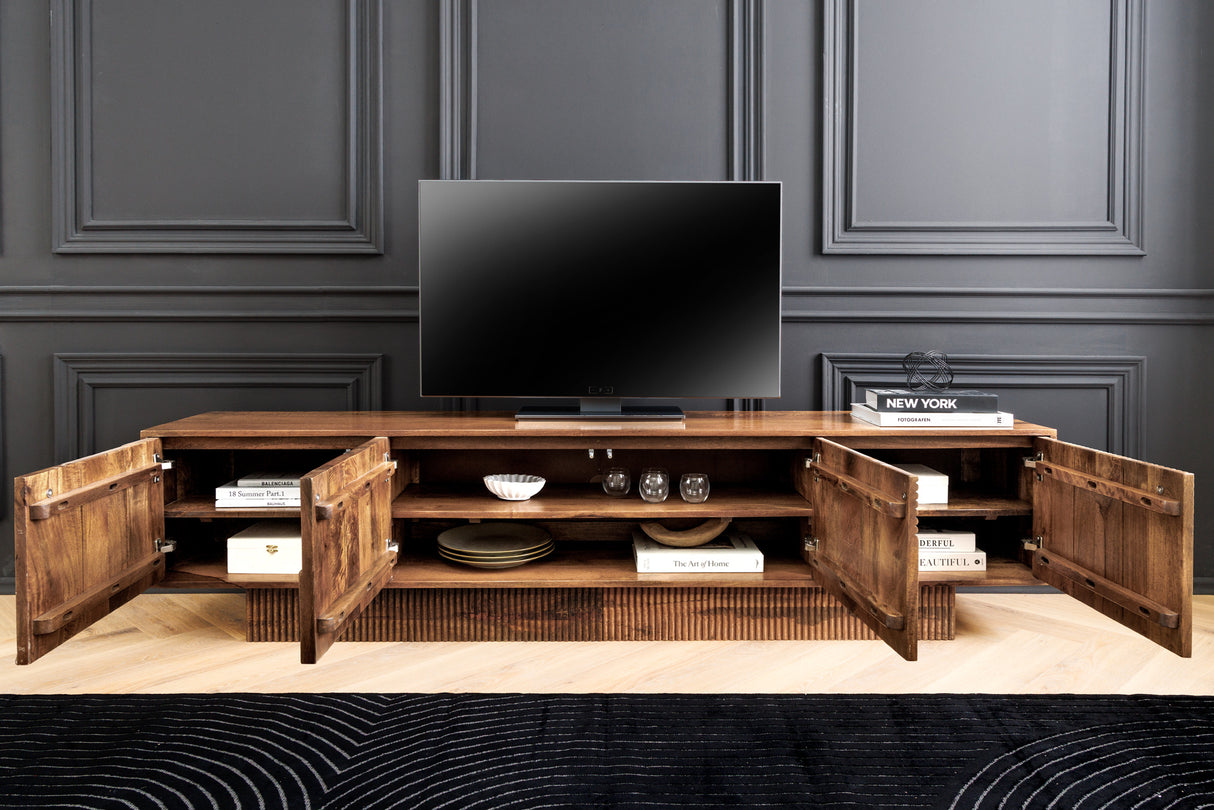 TV Board ART DECO 200cm 3D mango wood brown