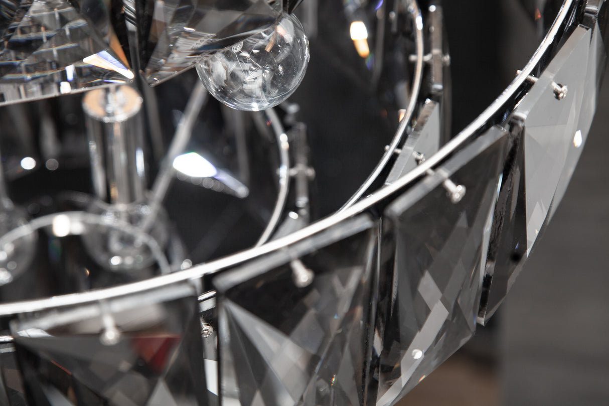 Chandelier KRISTALL 50cm 75 glass prisms noble grey