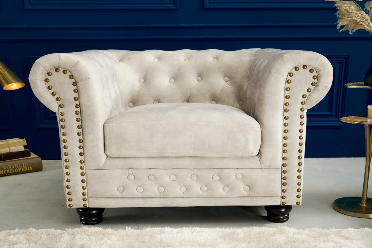 Armchair CHESTERFIELD velvet champagne