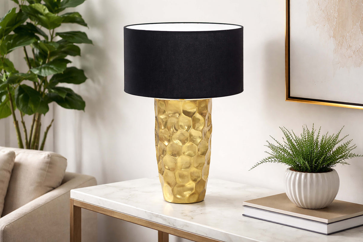 Table lamp AURELIA 55cm hammer stroke effect gold