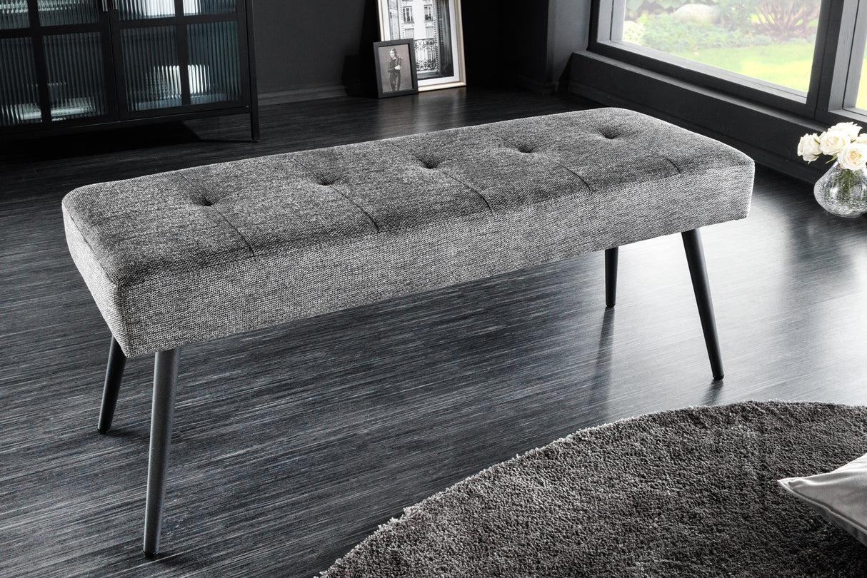 Bench BOUTIQUE 100cm textured fabric grey