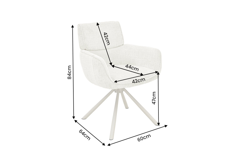 Swivel chair UNIQUE 180° auto-return w/ armrests chenille fabric beige champagne