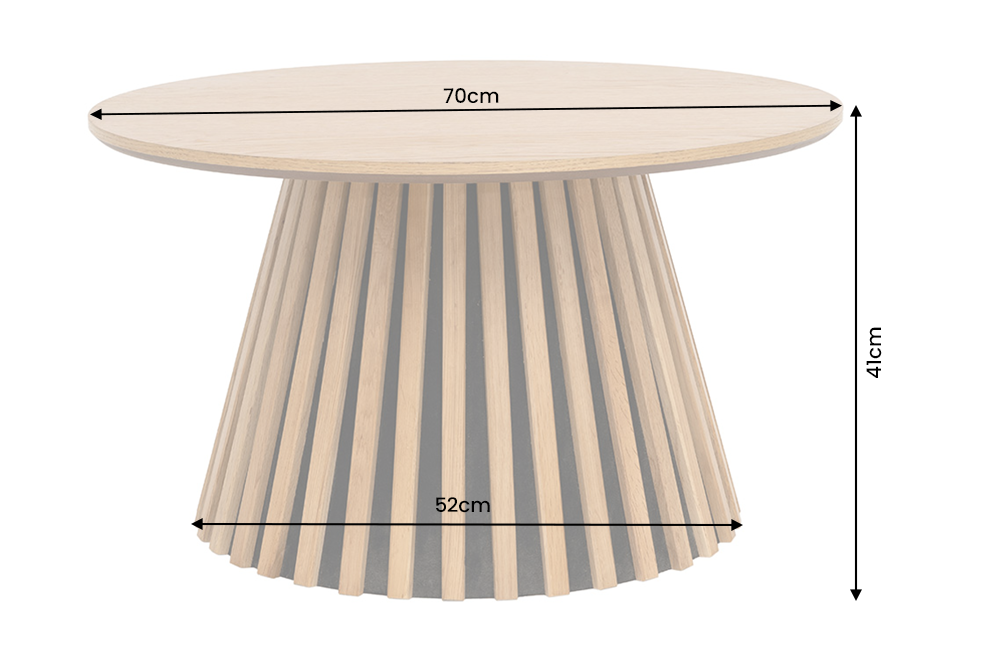 Coffee table VALHALLA WOOD Ø 70cm round oak wood veneered natural