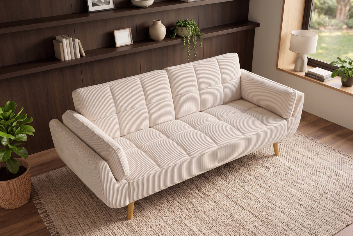 Sofa bed BOUTIQUE 215cm 3-seater cord beige