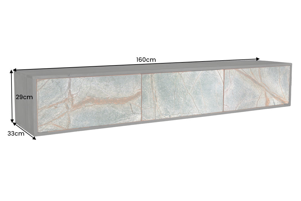 TV-Lowboard MOUNTAIN SOUL 160cm hängend Akazie Natursteinoptik schwarz
