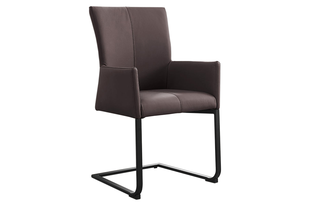 Freischwinger SAMSON mit Griff und Armlehnen Leder taupe grau