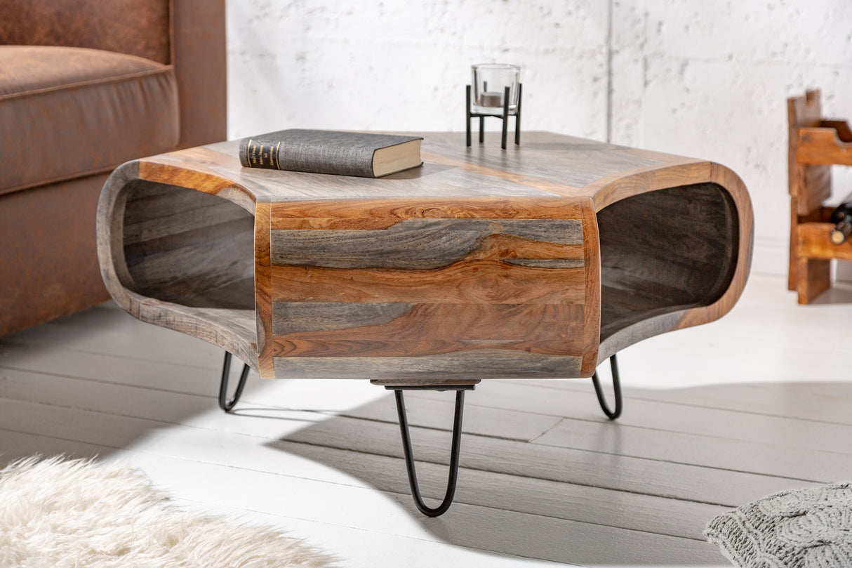 Coffee table ORGANIC LIVING 80cm sheesham wood grey