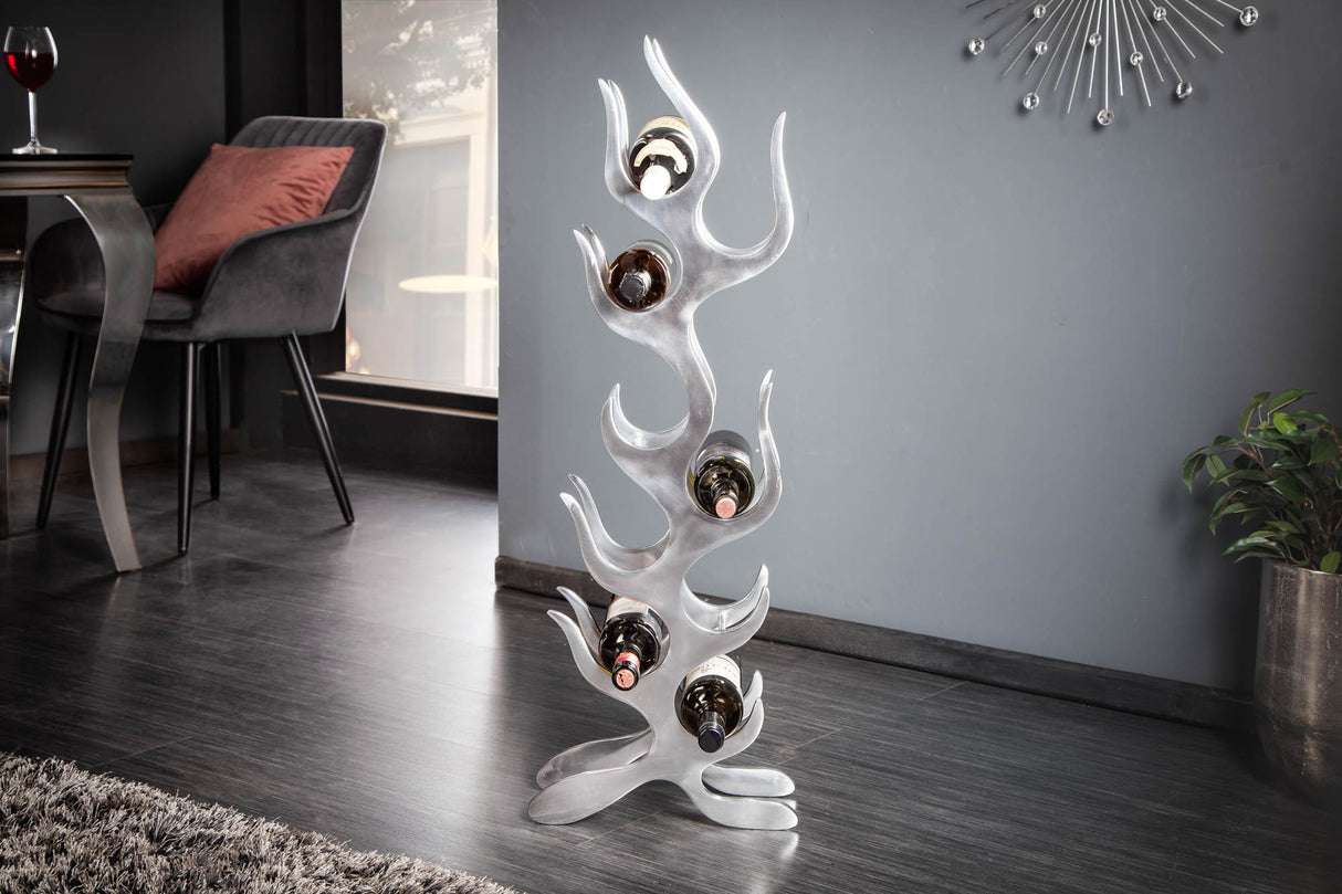 Wine rack FLAMES L 93cm aluminium silver