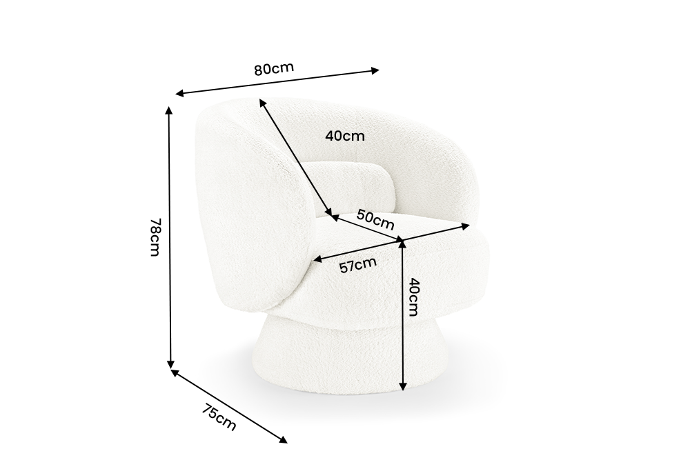 Sessel BOSSA NOVA 360° drehbar Bouclé weiß