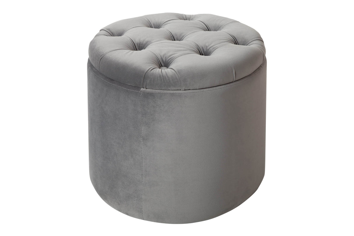 Hocker MODERN BAROCK STORAGE 50cm Samt silber