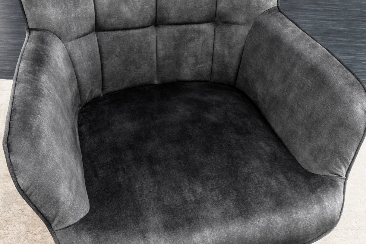Armchair SCANDINAVIA with armrests velvet grey