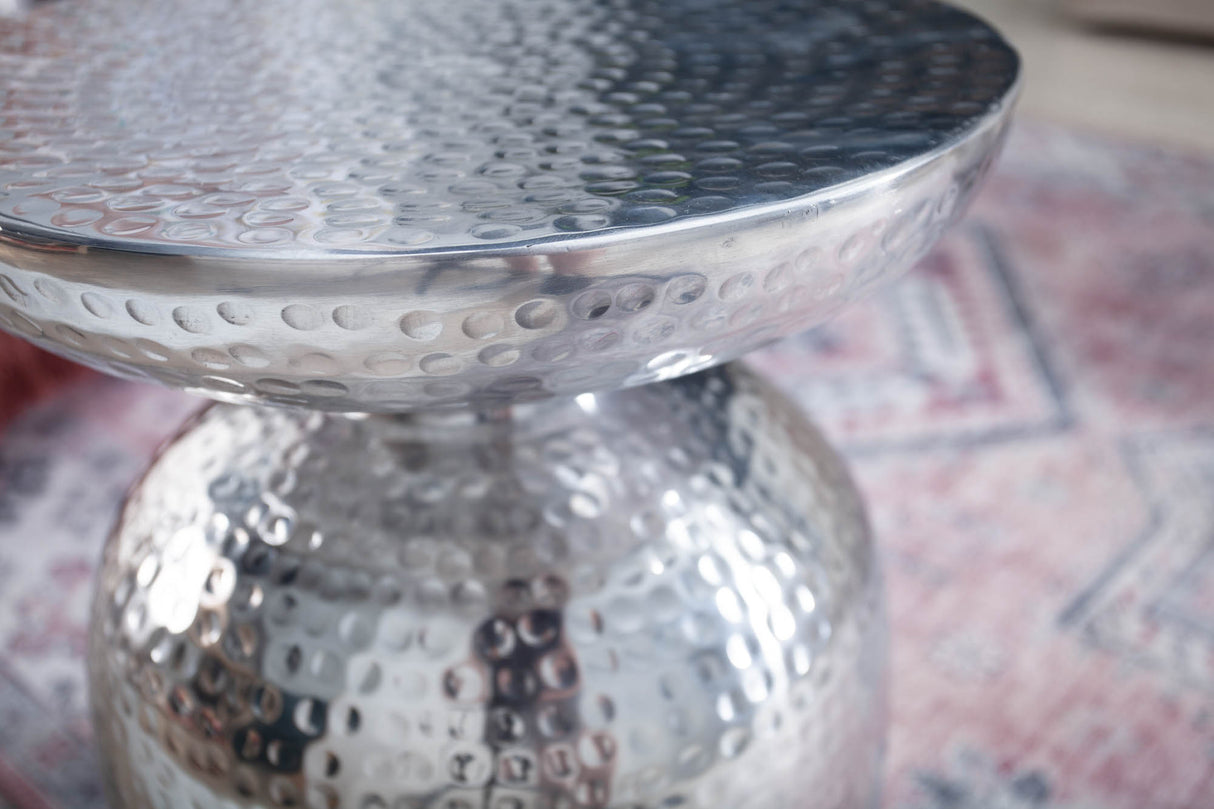 Beistelltisch ORIENT 50cm mit Hammerschlageffekt silber