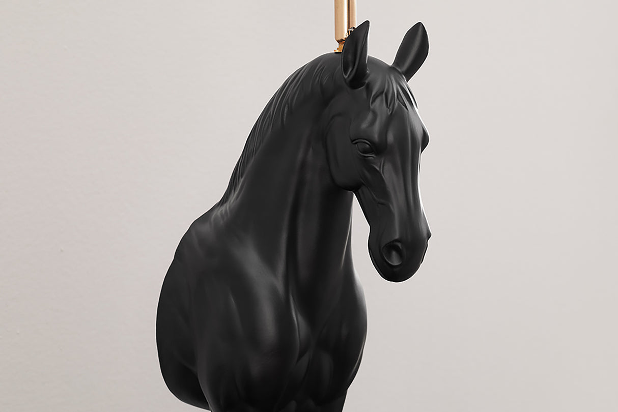 Table lamp BLACK BEAUTY 75cm horse sculpture black gold