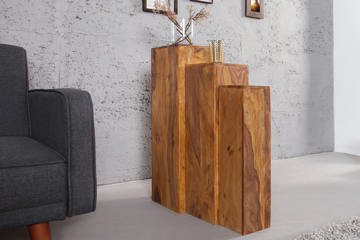 Decoration pillar MAKASSAR 60-80cm set of 3 sheesham