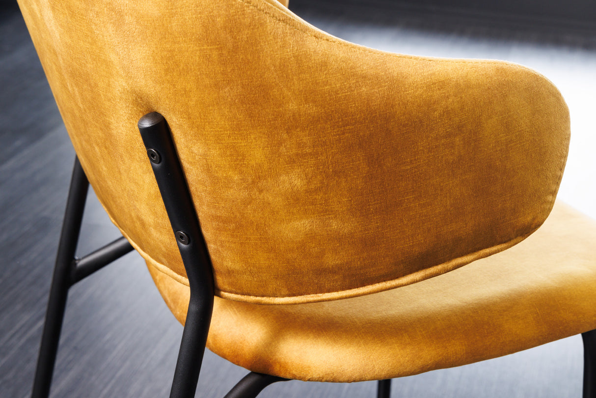 Chair TRACY velvet mustard yellow black legs