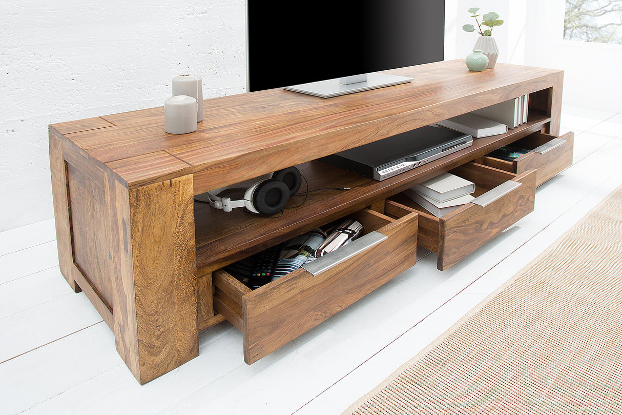 TV-Board MAKASSAR 170cm 3 Schubladen Sheesham-Holz
