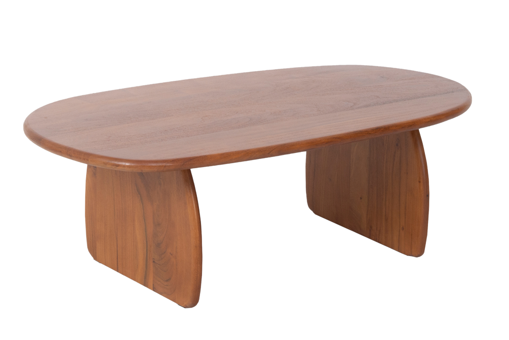 Coffee table SCULPTURA 110cm sculptural shape acacia wood brown