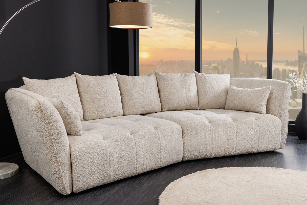 Sofa ROYAL 295cm XL Federkern abnehmbarer Bezug Bouclé champagner beige