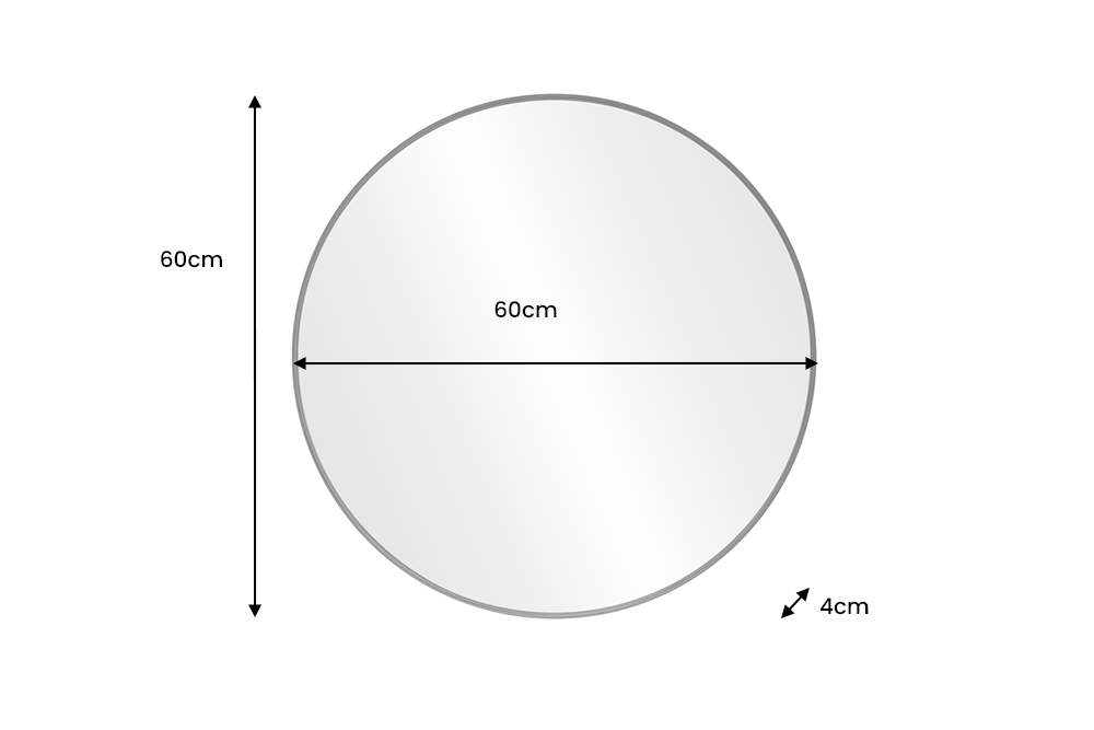 Wandspiegel PORTRAIT 60 cm rund Aluminium schwarz