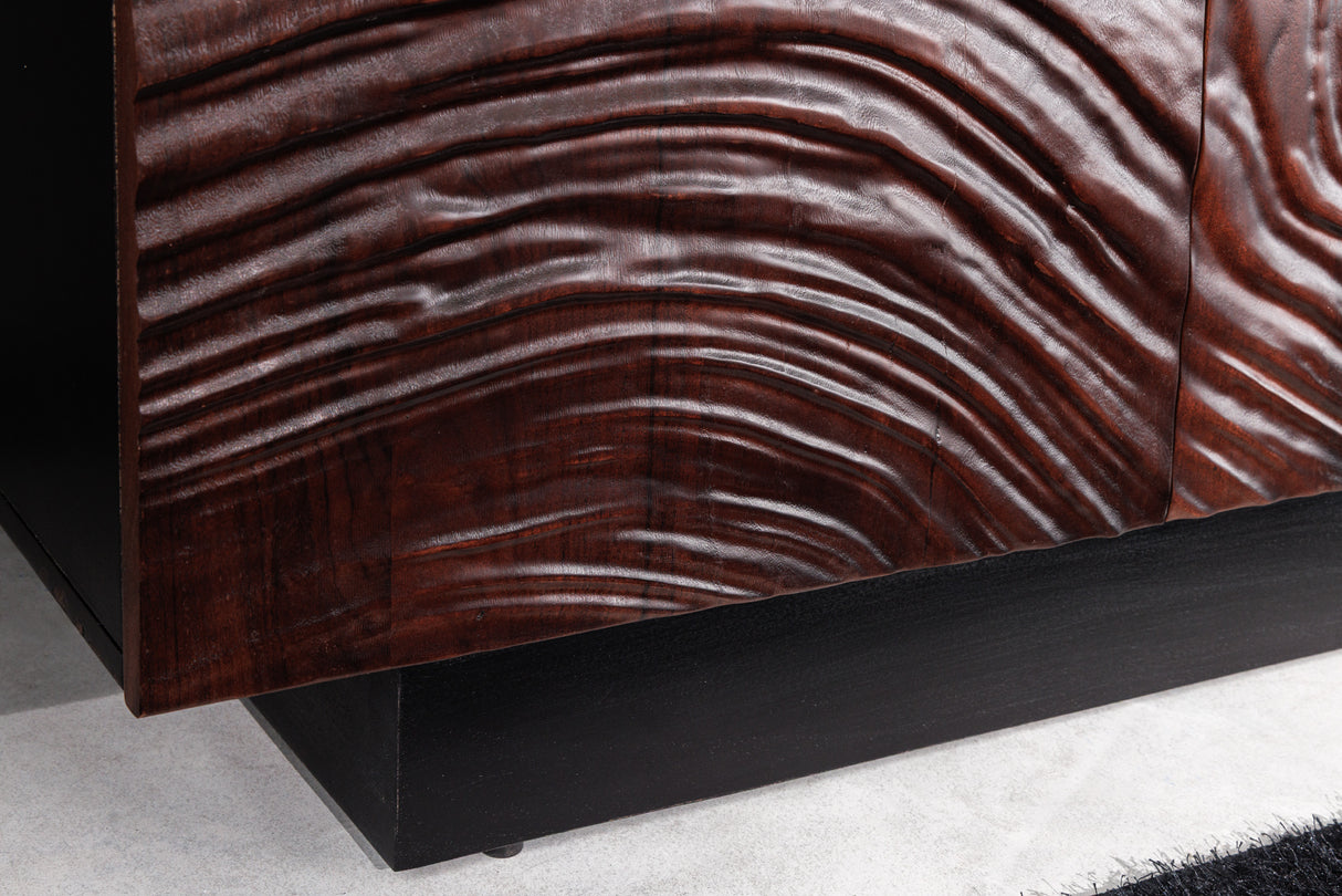 Sideboard FLUID 175cm 3D acacia wood black and dark walnut brown
