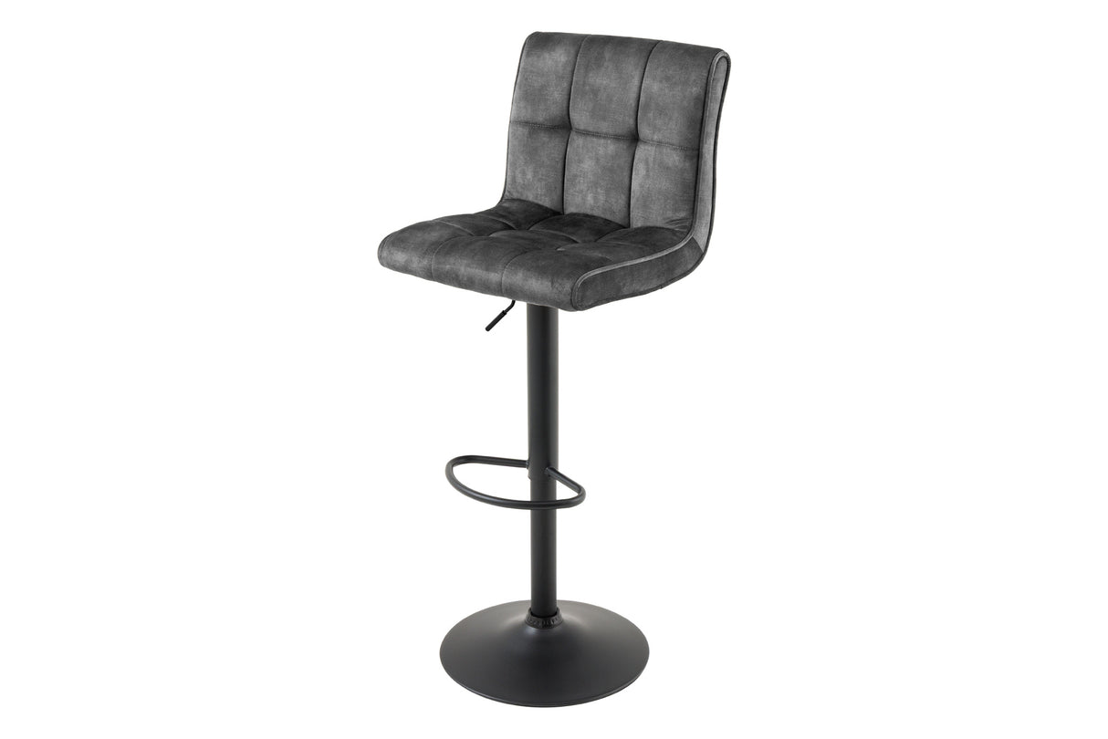 Barhocker MODENA 92-116cm 360° drehbar Samt anthrazit m/ schwarzem Metallgestell