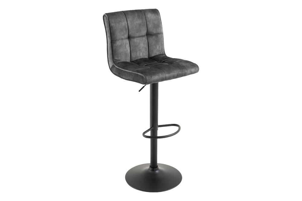 Barhocker MODENA 92-116cm 360° drehbar Samt anthrazit m/ schwarzem Metallgestell