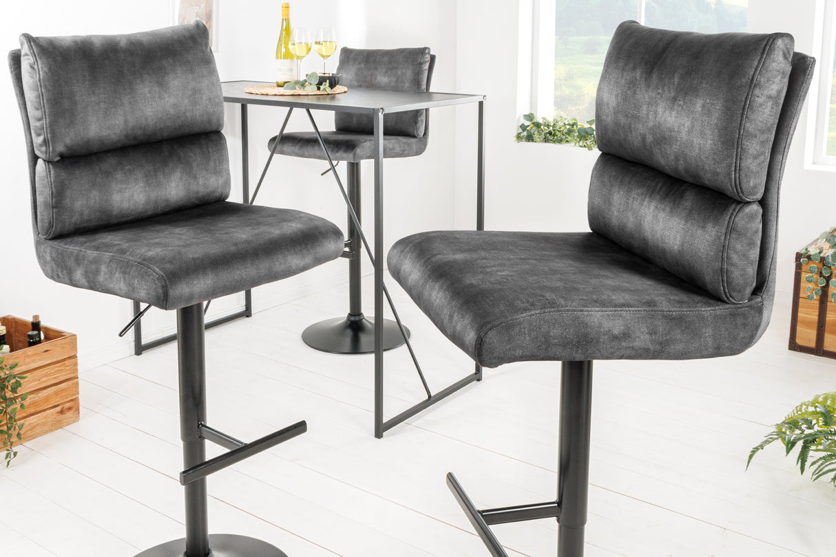 Bar stool COMFORT 64-85cm velvet dark grey