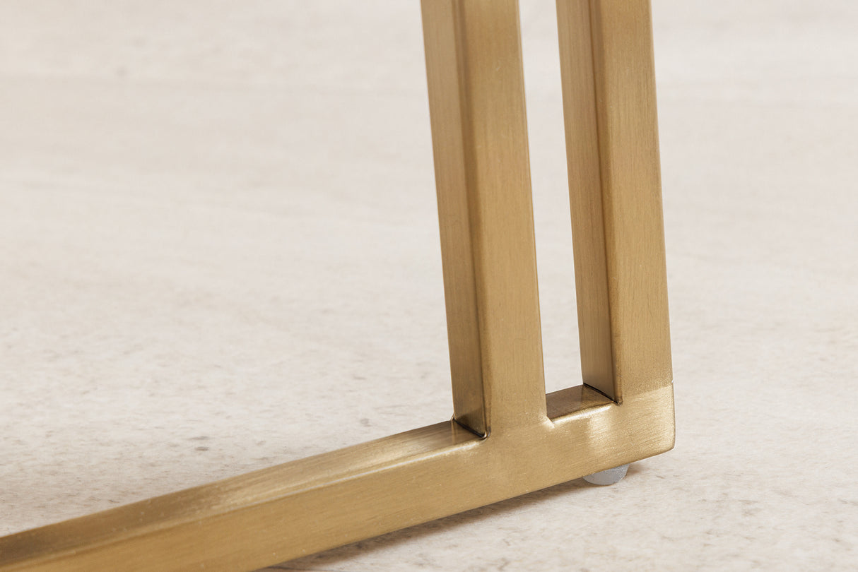 Stuhl EXTRAVAGANCIA beige Cord mit Armlehnen und champagnergoldenem Gestell