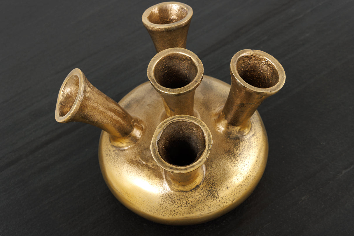 Vase KIYA 25cm gold 5 mit Blumenöffnungen