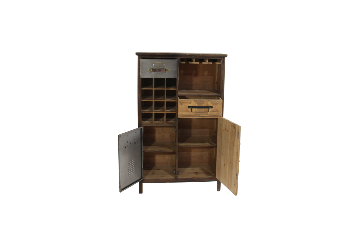Bar cabinet ATELIER 120cm pine wood vintage brown